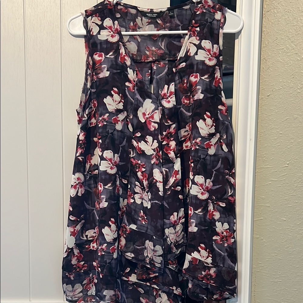Simply Vera Floral Sleeveless Top - Purple and Pink Large